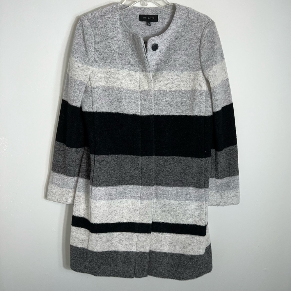 Talbots Wool Blend Button Front Sweater Coat Jack… - image 1